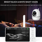 Babá eletrônica de vídeo de 5 polegadas com câmera, zoom PTZ, câmera de segurança para bebês, sensor de temperatura e função de canção de ninar.