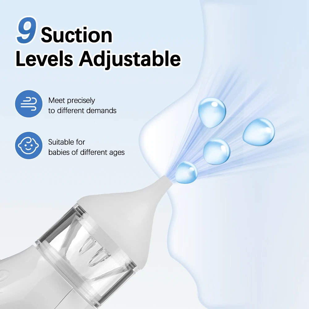 Aspirador Nasal Elétrico para Bebês Recém-Nascidos com 9 Velocidades - Removedor de Muco e Catota para Bebês - Silencioso