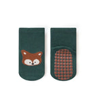 6 pares de meias infantis antiderrapantes com estampas fofas de raposa e urso, meias confortáveis para meninos e meninas.