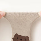 6 pares de meias infantis antiderrapantes com estampas fofas de raposa e urso, meias confortáveis para meninos e meninas.