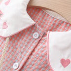 Vestido xadrez para bebê menina, modelo novo, doce e lindo, para o verão, com bolsa de laço