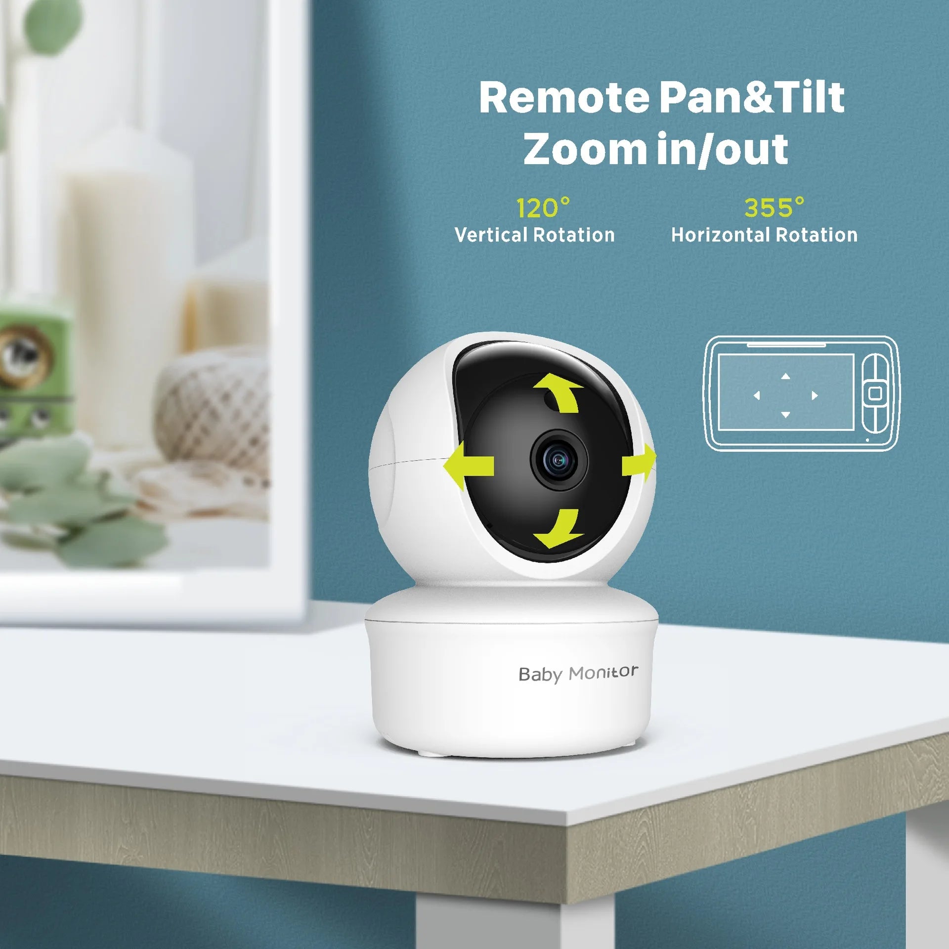 Babá eletrônica de 5 polegadas com vídeo HD, câmera e áudio, bateria de 1200mAh, intercomunicador sem fio de 2,4 GHz, sensor de temperatura e função de canção de ninar.