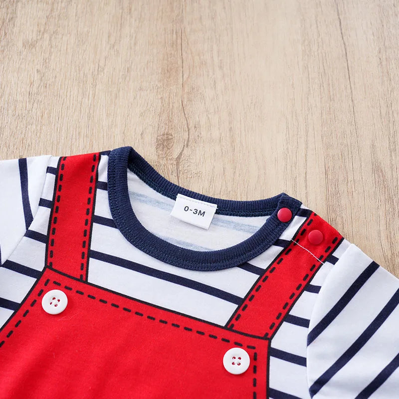 Roupa de bebê recém-nascida com estampa fofa de tubarão 3D, alças finas e confortável para o verão, tamanhos 0-18 anos. Macacão de manga curta para bebês meninos e meninas.