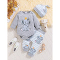 Conjunto de outono para bebês meninos e meninas da Citgeett: macacão de manga comprida estampado, calça e chapéu. Roupa de primavera.