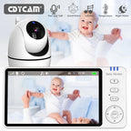 Babá eletrônica de vídeo de 5 polegadas com câmera, zoom PTZ, câmera de segurança para bebês, sensor de temperatura e função de canção de ninar.