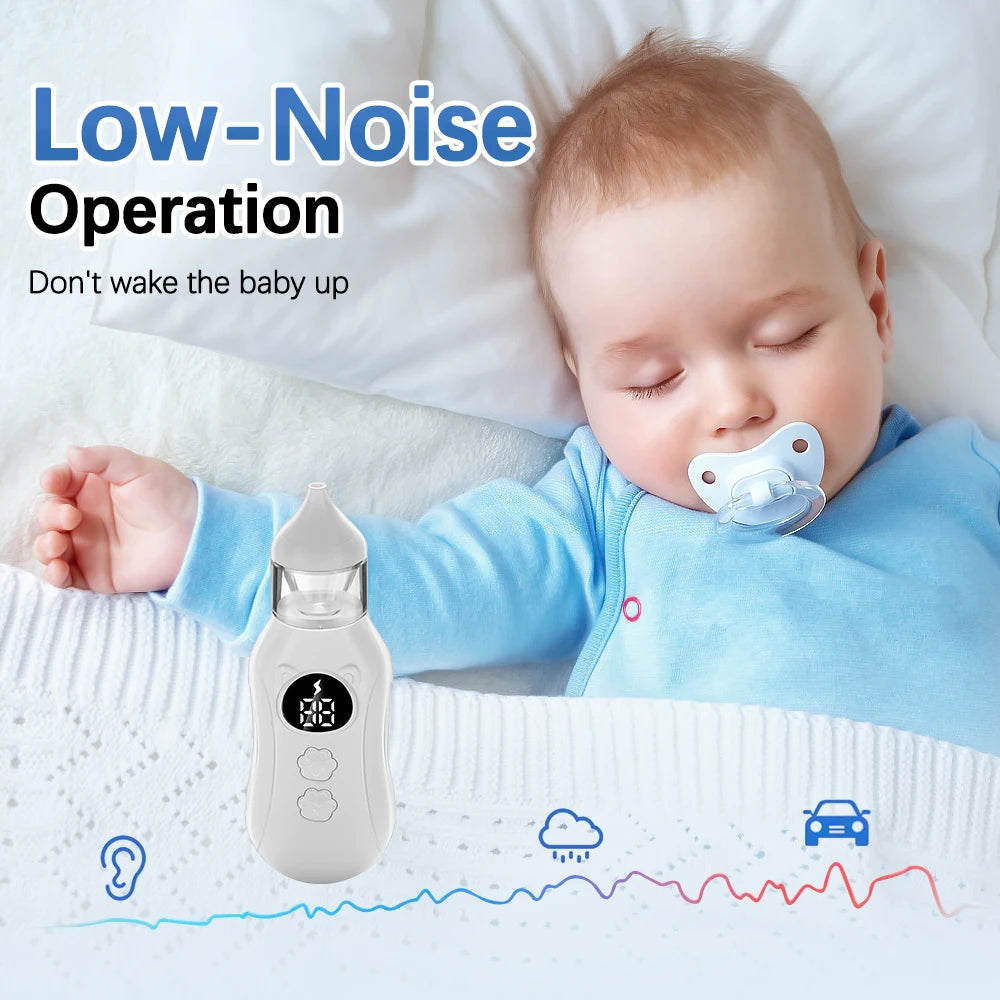 Aspirador Nasal Elétrico para Bebês Recém-Nascidos com 9 Velocidades - Removedor de Muco e Catota para Bebês - Silencioso