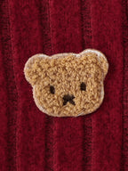 【Bebê Menino】Body vermelho de outono e inverno com botões frontais e um lindo emblema de urso no peito + conjunto de gorro vermelho. Apresentando um