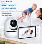 Babá eletrônica de vídeo de 5 polegadas com câmera, zoom PTZ, câmera de segurança para bebês, sensor de temperatura e função de canção de ninar.