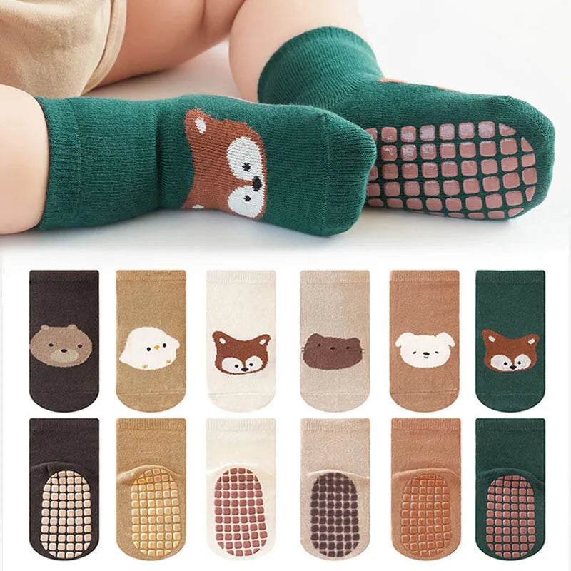 6 pares de meias infantis antiderrapantes